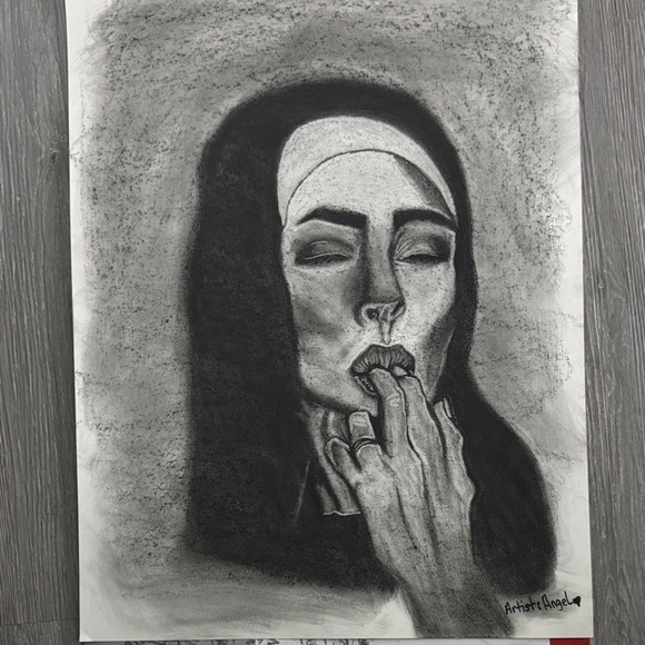 Monochrome Charcoal Art Print